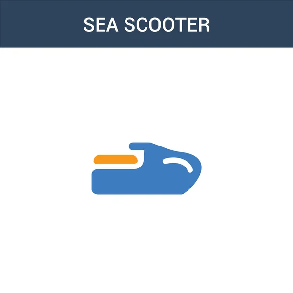 Twee Gekleurde Sea Scooter Concept Vector Icoon Kleuren Sea Scooter — Stockvector