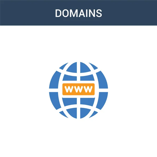 Domains 컨셉트 아이콘 도메인 일러스트 배경에 고립된 오렌지색징그러운 아이콘 — 스톡 벡터