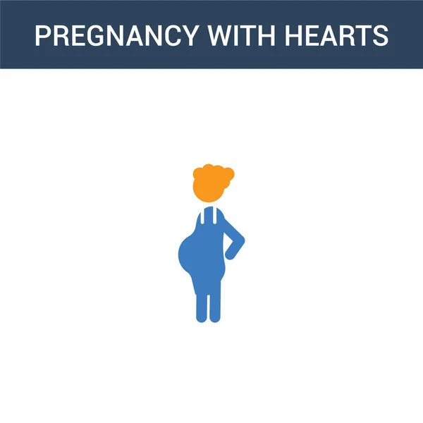 Dwie Kolorowe Ciąża Ikoną Wektora Hearts Koncepcji Kolor Ciąża Ilustracją — Wektor stockowy