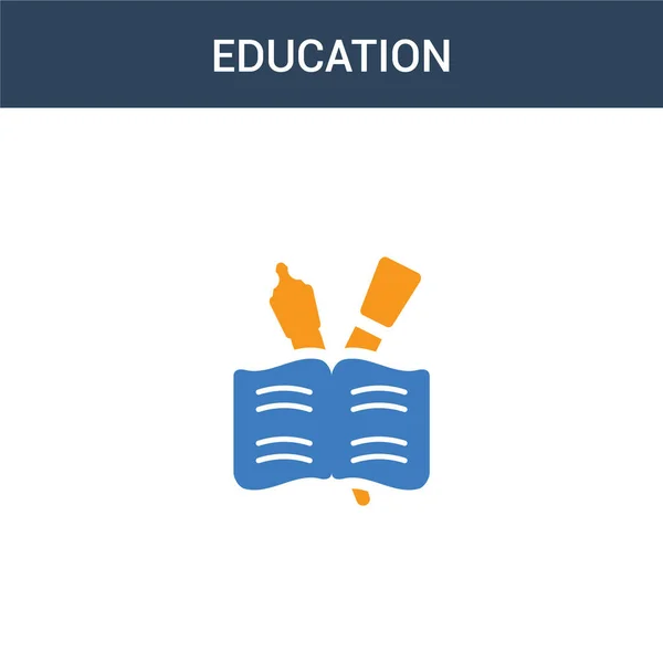 Két Színes Oktatási Koncepció Vektor Ikon Színes Oktatási Vektor Illusztráció — Stock Vector