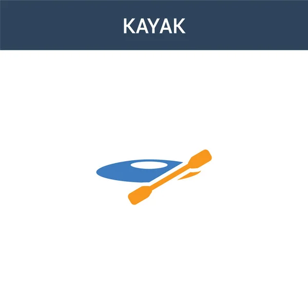 Dos Color Kayak Concepto Vector Icono Color Kayak Vector Ilustración — Vector de stock