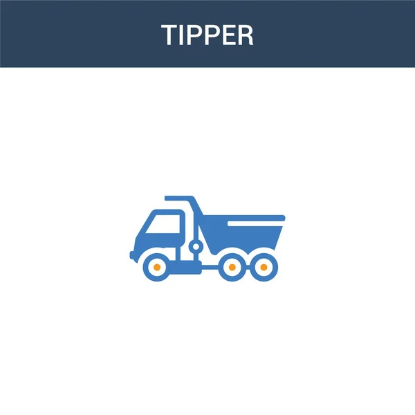 Иконка Вектора Концепта Tipper Двух Цветов Двухцветная Векторная Иллюстрация Самосвалов — стоковый вектор