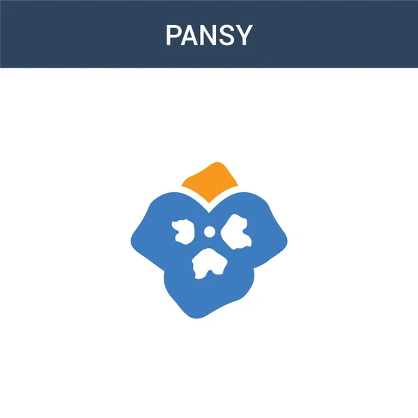 Dos Colores Concepto Pansy Icono Vector Color Pansy Vector Ilustración — Vector de stock