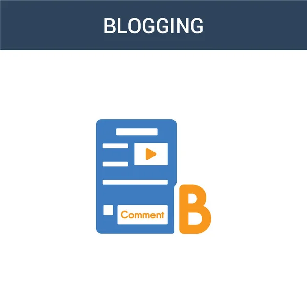 Dois Colorido Ícone Conceito Vetor Blogging Cor Blogging Ilustração Vetorial —  Vetores de Stock