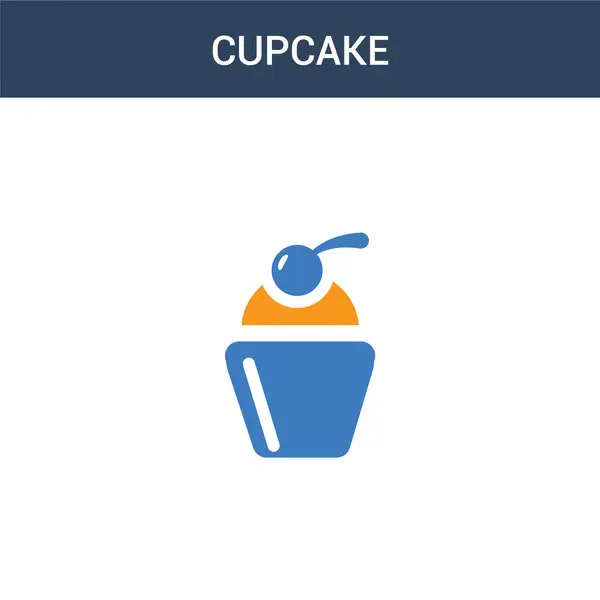 Dos Cupcake Color Concepto Vector Icono Color Cupcake Vector Ilustración — Vector de stock