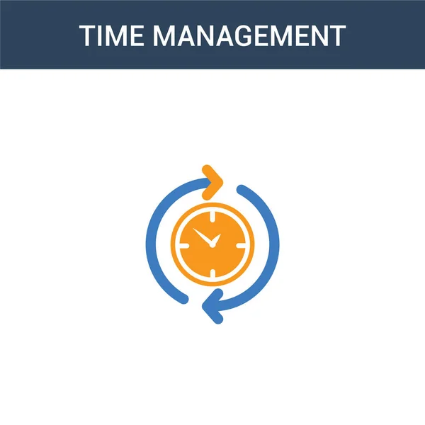 Twee Gekleurde Time Management Concept Vector Icoon Kleuren Time Management — Stockvector