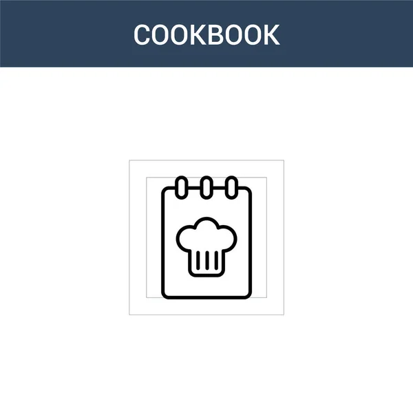 Zweifarbiges Kochbuchkonzept Vektor Symbol Farbige Kochbuch Vektorillustration Isoliertes Blaues Und — Stockvektor