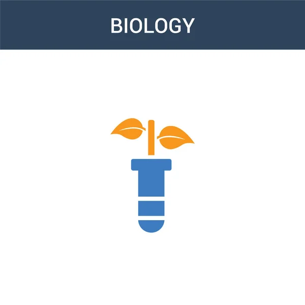 两个彩色生物概念向量图标 2色生物矢量图解 白色背景上孤立的蓝色和橙色大脑图标 — 图库矢量图片