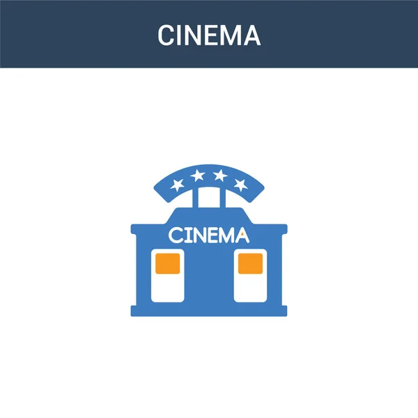 Two Colored Cinema Concept Vector Icon Color Cinema Vector Illustration — Stock Vector