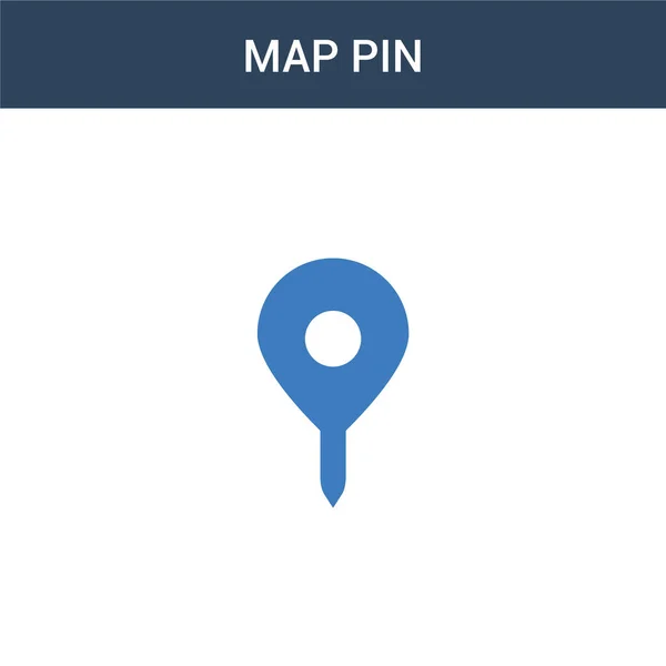 Two Colored Map Pin Concept Vector Icon Color Map Pin — Stock Vector