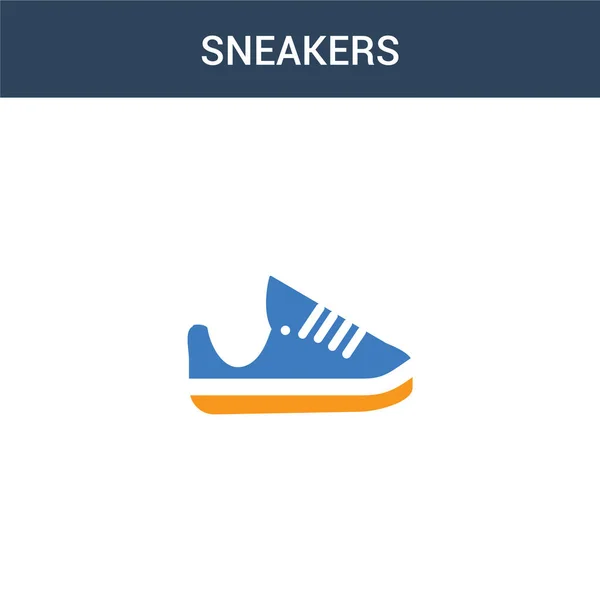 Zweifarbige Sneakers Konzeptvektorsymbol Farbige Sneakers Vektor Illustration Isoliertes Blaues Und — Stockvektor