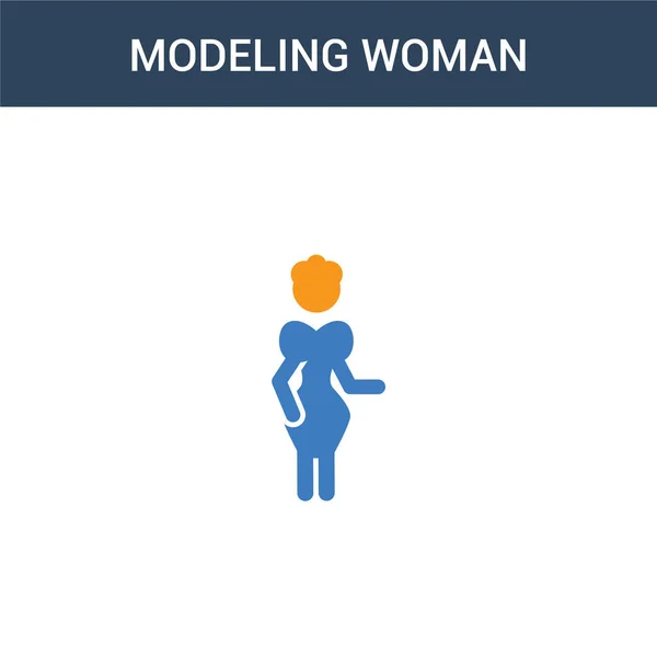 Zweifarbige Modeling Woman Konzeptvektorsymbol Farbige Modellierung Frau Vektor Illustration Isoliertes — Stockvektor