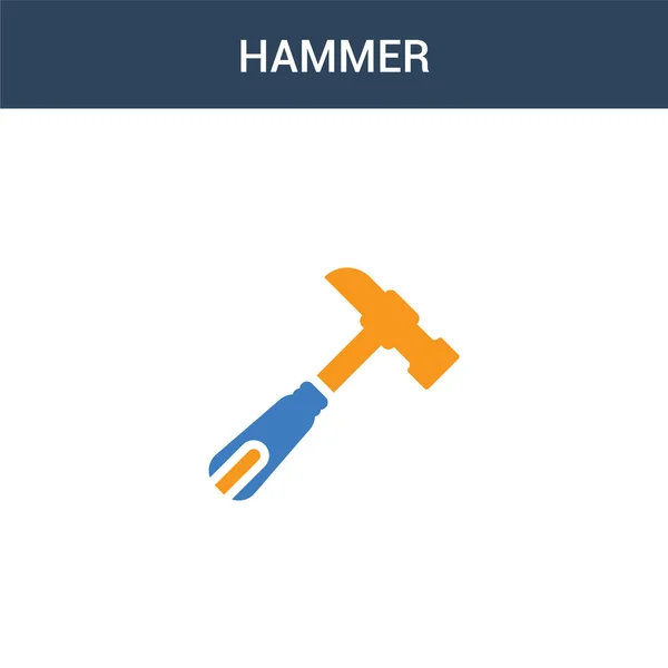 Two Colored Hammer Concept Vector Icon Color Hammer Vector Illustration — Stock Vector