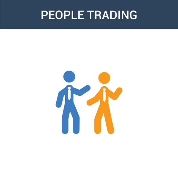 Dwóch Kolorowych Ludzi Trading Koncepcja Wektor Ikona Kolor Ludzie Trading — Wektor stockowy