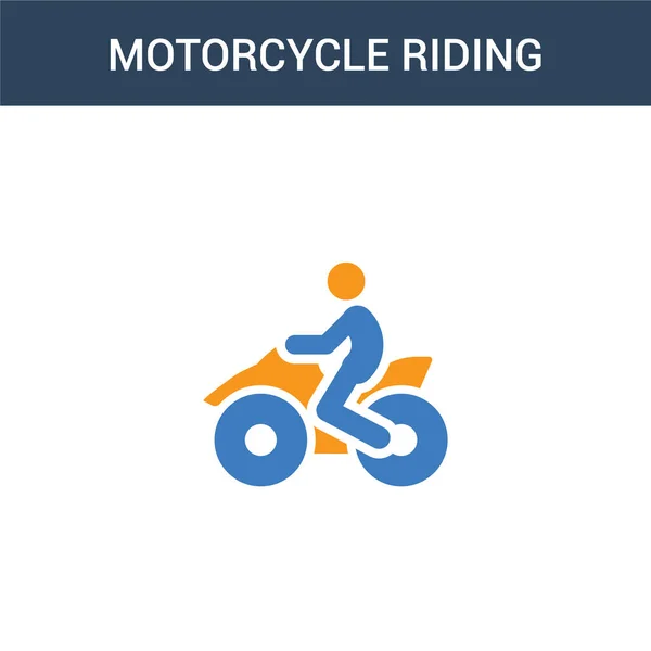Дві Кольорові Піктограми Концепції Їзди Мотоциклі Кольори Мотоцикл Їзда Векторні — стоковий вектор