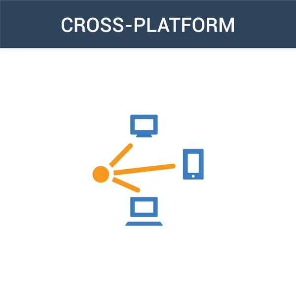 Zweifarbiges Cross Plattform Konzept Vektor Symbol Farbige Plattformübergreifende Vektorabbildung Isoliertes — Stockvektor