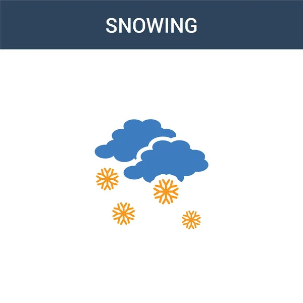 Twee Gekleurde Snowing Concept Vector Icoon Kleuren Snowing Vector Illustratie — Stockvector