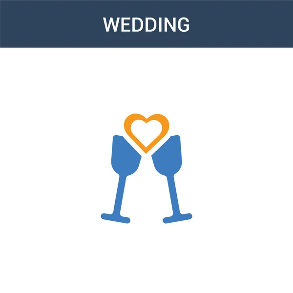 Zweifarbige Hochzeitskonzept Vektor Symbol Farbige Hochzeitsvektorillustration Isoliertes Blaues Und Orangefarbenes — Stockvektor