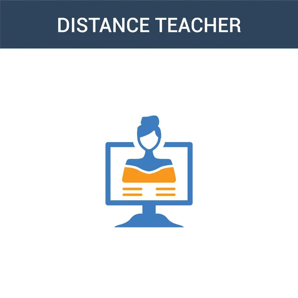 Двухцветная Иконка Учителя Расстояния Двухцветная Векторная Иллюстрация Учителя Дистанционного Обучения — стоковый вектор