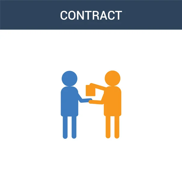 Twee Gekleurde Contract Concept Vector Icoon Kleur Contract Vector Illustratie — Stockvector