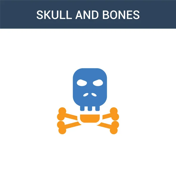 Twee Gekleurde Skull Bones Concept Vector Icoon Kleuren Skull Bones — Stockvector