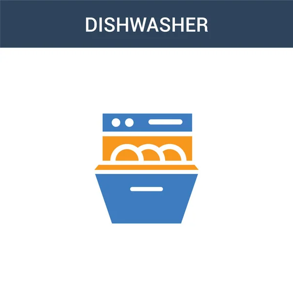 Zweifarbige Dishwasher Konzept Vektor Symbol Farbige Dishwasher Vektor Illustration Isoliertes — Stockvektor