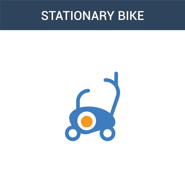 Twee Gekleurde Stationaire Fiets Concept Vector Icoon Kleuren Stationaire Fiets — Stockvector