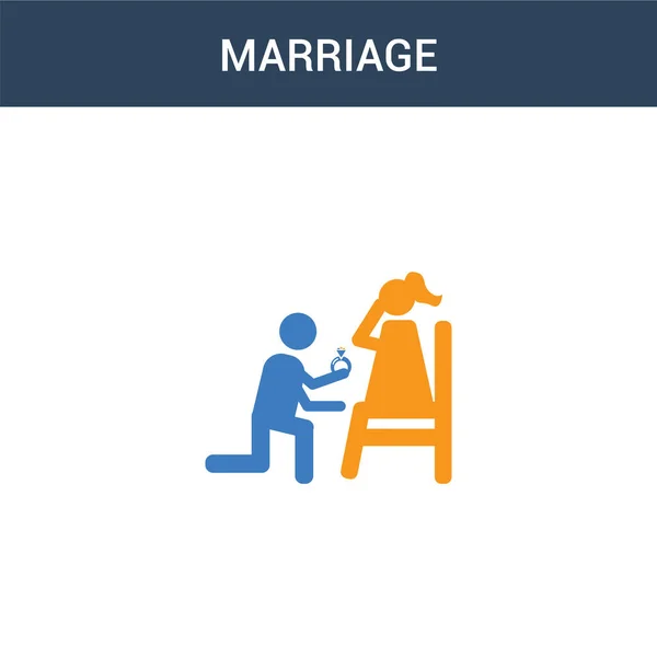 Dvě Barevné Manželství Koncept Vektor Ikona Barvy Manželství Vektorové Ilustrace — Stockový vektor