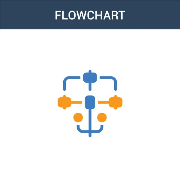 Twee Gekleurde Flowchart Concept Vector Icoon Kleuren Flowchart Vector Illustratie — Stockvector