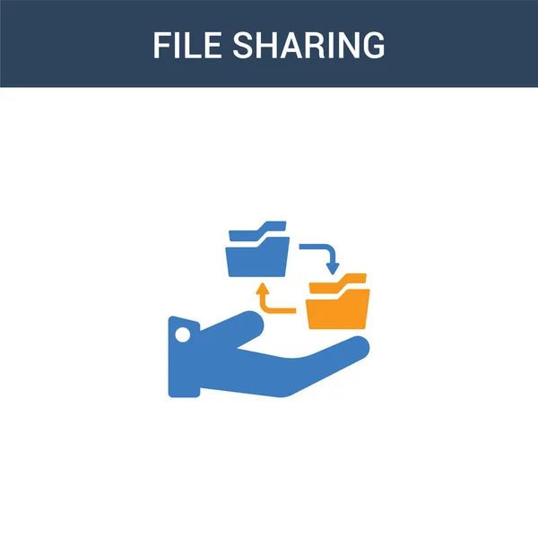 Dois Coloridos File Sharing Conceito Vetor Ícone Cores File Sharing — Vetor de Stock