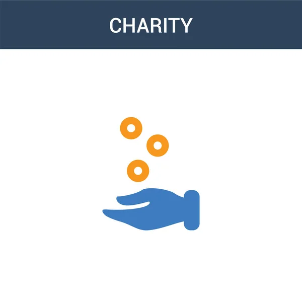 Dois Colorido Conceito Caridade Vetor Ícone Ilustração Vetorial Cor Caridade — Vetor de Stock