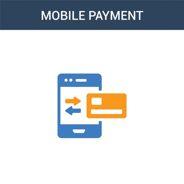 Två Färgade Mobile Betalning Koncept Vektor Ikon Färg Mobil Betalning — Stock vektor