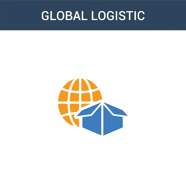 Dua Ikon Konsep Vektor Logistik Global Berwarna Warna Ilustrasi Vektor - Stok Vektor