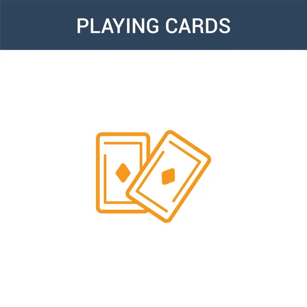 Δύο Χρωματιστά Παίζοντας Κάρτες Έννοια Διάνυσμα Εικονίδιο Χρώμα Παίζοντας Κάρτες — Διανυσματικό Αρχείο