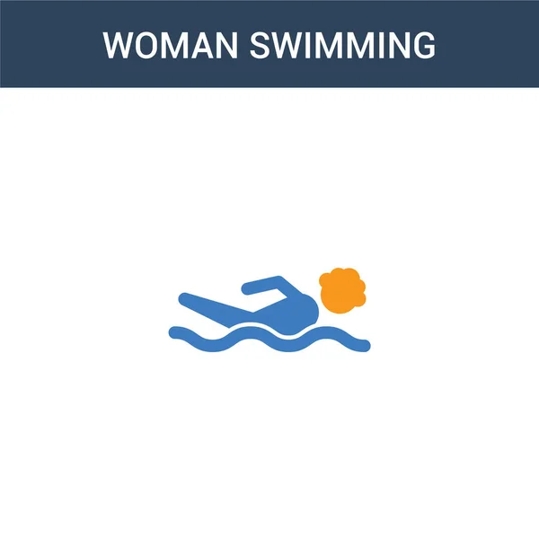 Dos Mujer Color Natación Icono Vector Concepto Color Mujer Natación — Archivo Imágenes Vectoriales