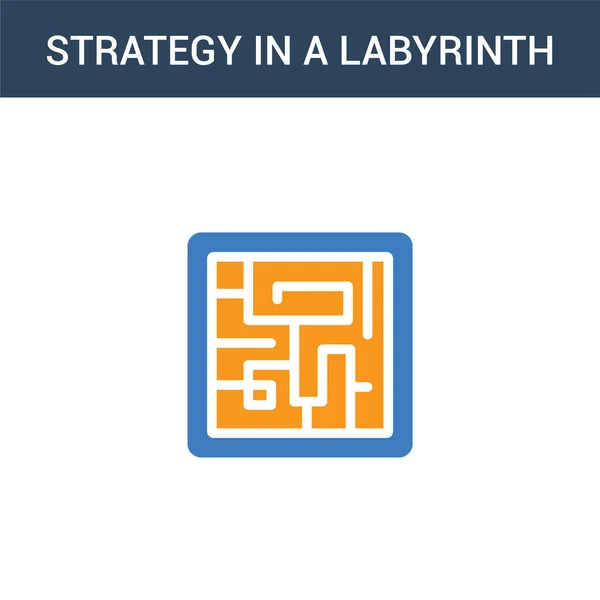Dois Coloridos Estratégia Labirinto Conceito Vetor Ícone Estratégia Cores Uma — Vetor de Stock