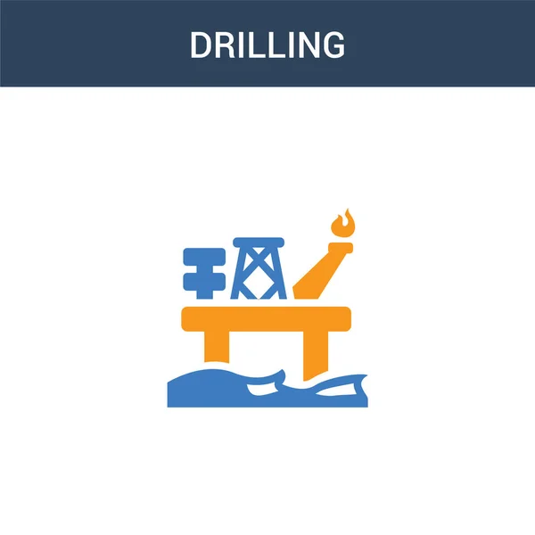 Two Colored Drilling Concept Vector Icon Color Drilling Vector Illustration — Stock Vector