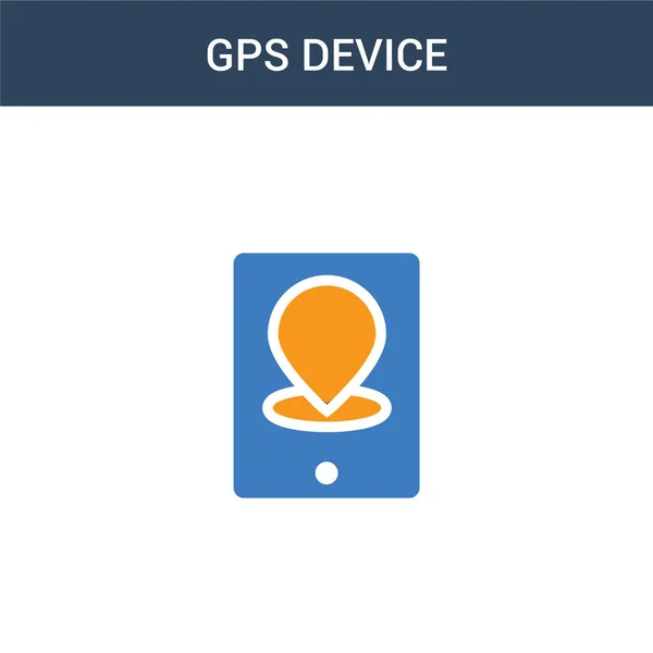 Twee Gekleurde Gps Concept Vector Icoon Kleuren Gps Apparaat Vector — Stockvector