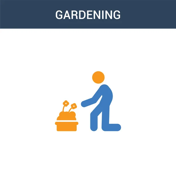 Dua Ikon Konsep Vektor Gardening Berwarna Ilustrasi Vektor Berkebun Warna - Stok Vektor