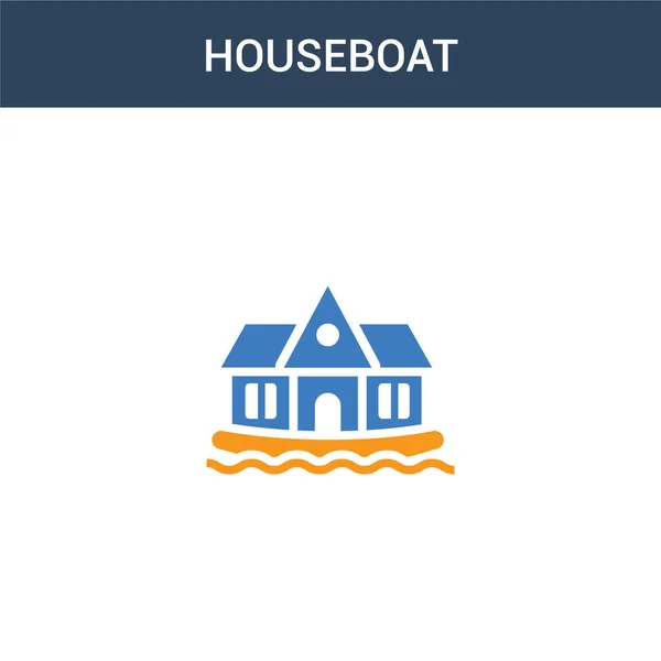 Zweifarbiges Hausboot Konzept Vektor Symbol Farbige Hausboot Vektor Illustration Isoliertes — Stockvektor