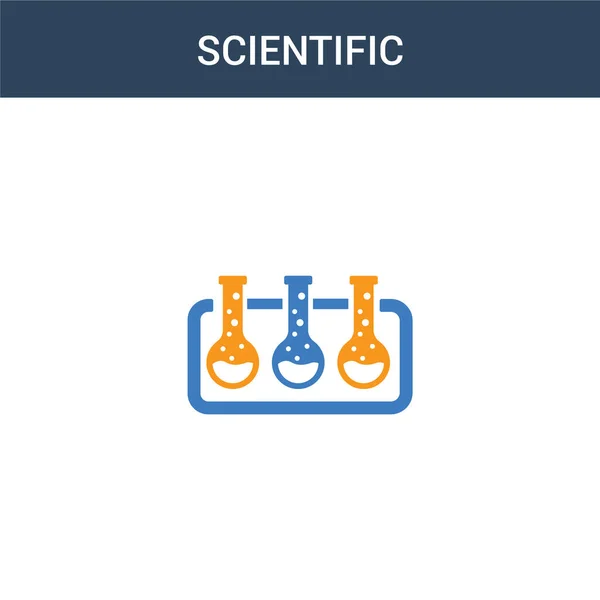 两个彩色科学概念矢量图标 2色科学矢量图解 白色背景上孤立的蓝色和橙色大脑图标 — 图库矢量图片