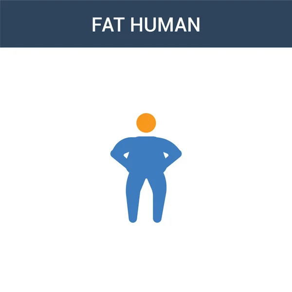 Dois Ícone Vetor Conceito Humano Gordo Colorido Ilustração Vetor Humano —  Vetores de Stock
