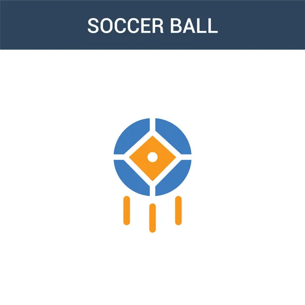 两个彩色足球概念矢量图标 2色足球矢量图解 白色背景上孤立的蓝色和橙色大脑图标 — 图库矢量图片