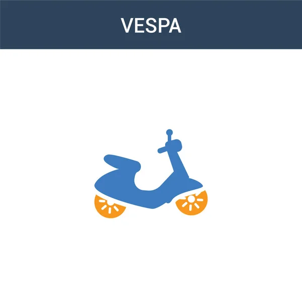 Zweifarbiges Vespa Konzeptvektorsymbol Farbige Vektor Abbildung Isoliertes Blaues Und Orangefarbenes — Stockvektor