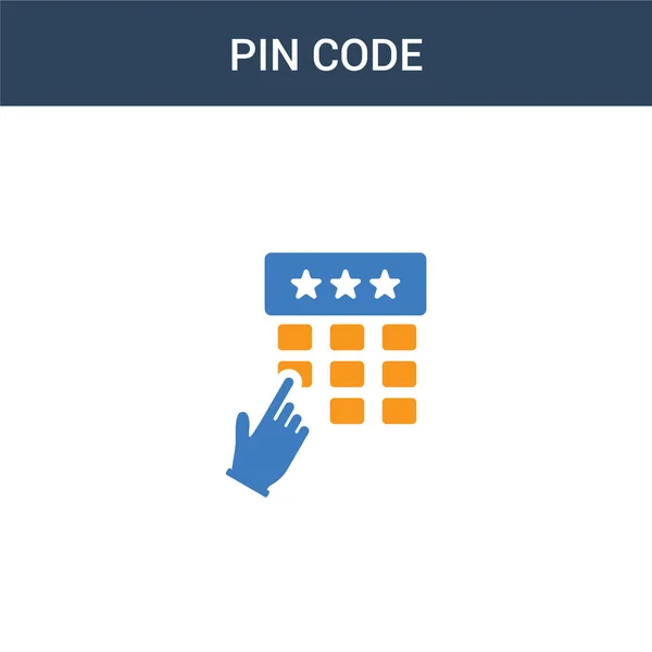 Twee Gekleurde Pin Code Concept Vector Icoon Kleuren Pin Code — Stockvector