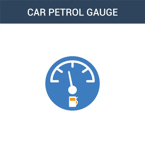 Two Colored Car Petrol Gauge Concept Vector Icon Color Car — Stock Vector