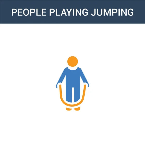 Dos Personas Color Jugando Saltar Icono Vector Concepto Cuerda Personas — Vector de stock