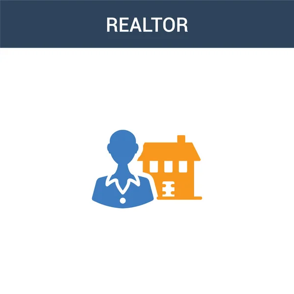 Two Colored Realtor Concept Vector Icon Color Realtor Vector Illustration — Stock Vector