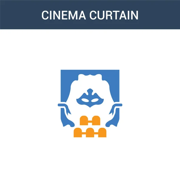 Twee Gekleurde Cinema Curtain Concept Vector Icoon Kleuren Cinema Gordijn — Stockvector