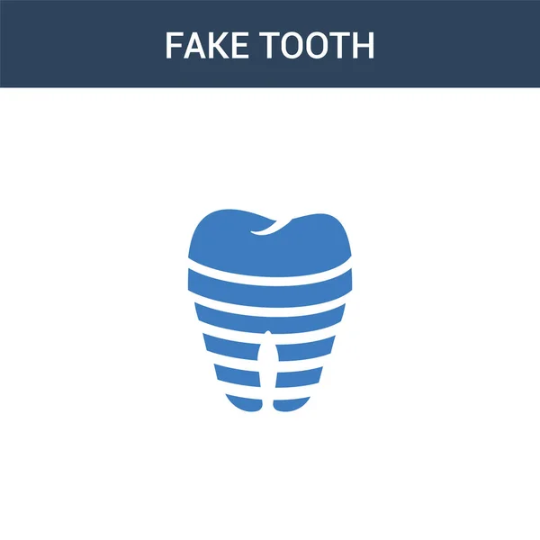 Zweifarbige Fake Tooth Konzept Vektor Symbol Farbe Fake Tooth Vektor — Stockvektor